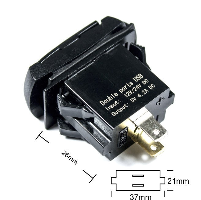 FOUR Connect 4-600157  vedenpitävä 2x4.2A USB-pistorasia jännitenäytöllä