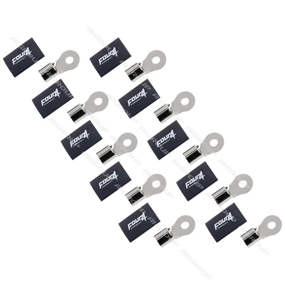 FOUR Connect 4-690954 M6 rengasliitin 20mm2, 10x musta