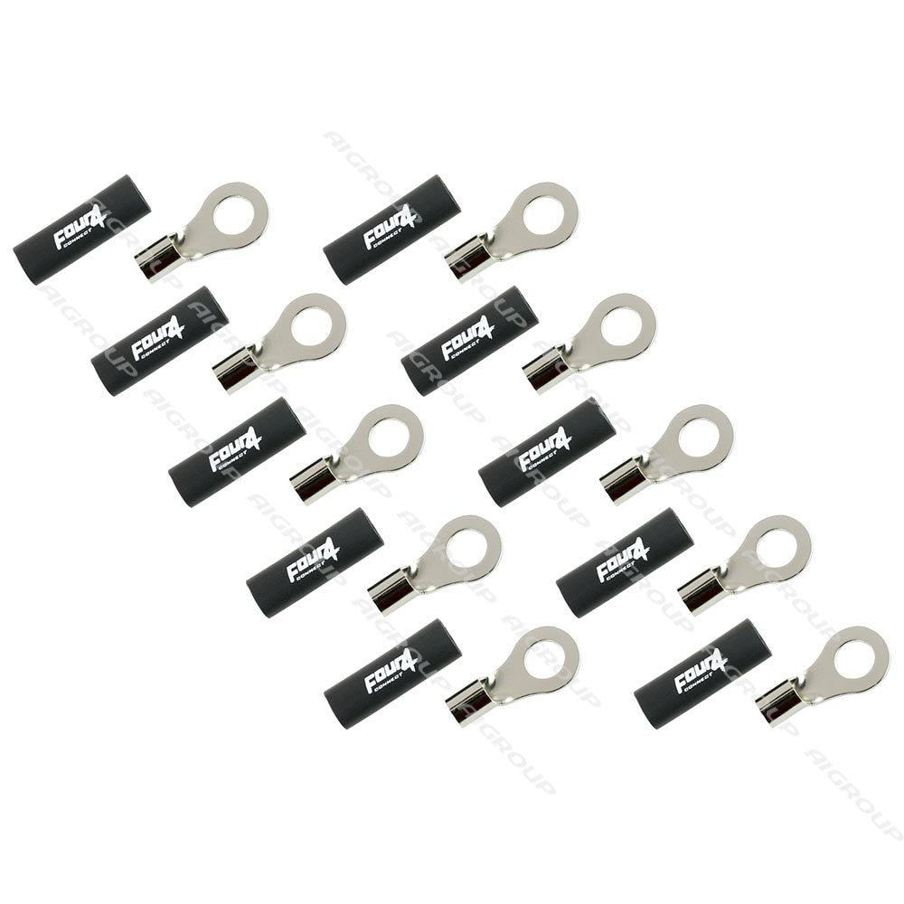 FOUR Connect 4-690961 M8 ring terminal 10mm2, 10x black