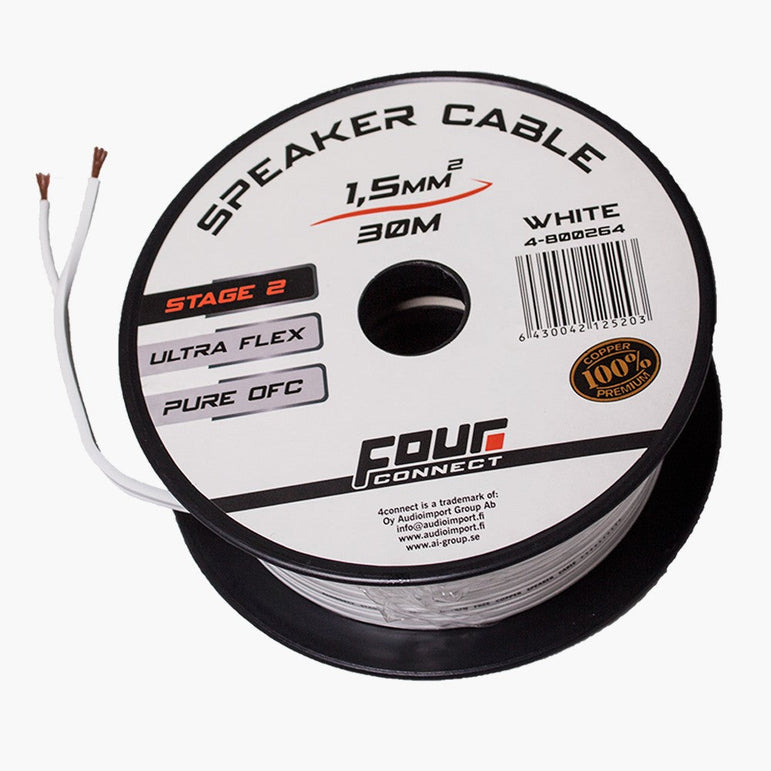 FOUR Connect 4-800264 OFC mini coil white 2x1.5mm2, 30m