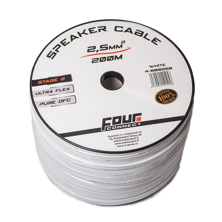 FOUR Connect 4-800268 OFC speaker cable white 2x2.5mm2, 200m