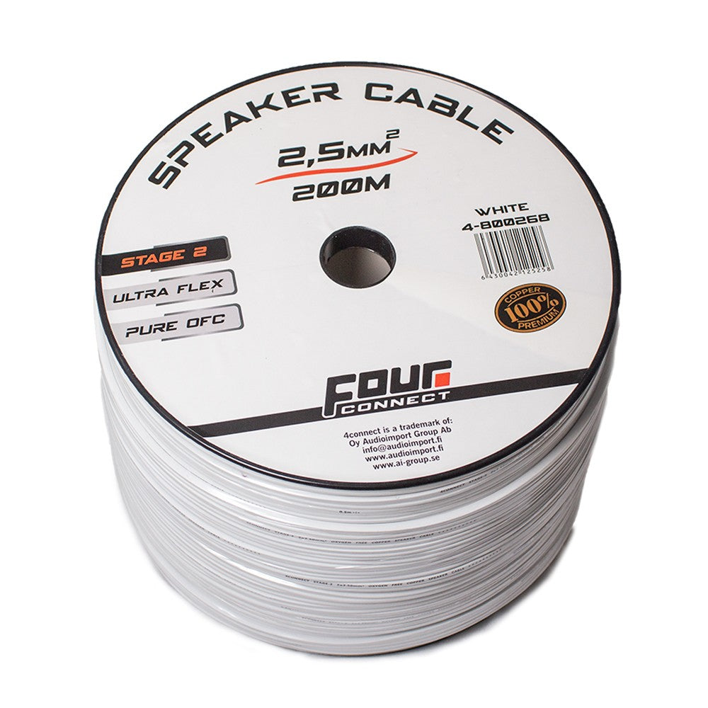 FOUR Connect 4-800268 OFC speaker cable white 2x2.5mm2, 200m