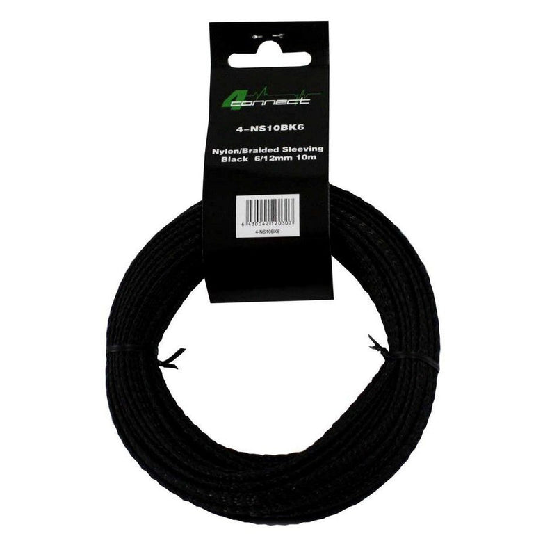 FOUR Connect 4-NS10BK6 nylon/kangas-sukka musta 6/12mm 10m
