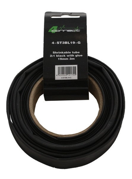 FOUR Connect 4-ST3BL19-G heat shrink tubing, 2:1 black with adhesive 19mm 3m