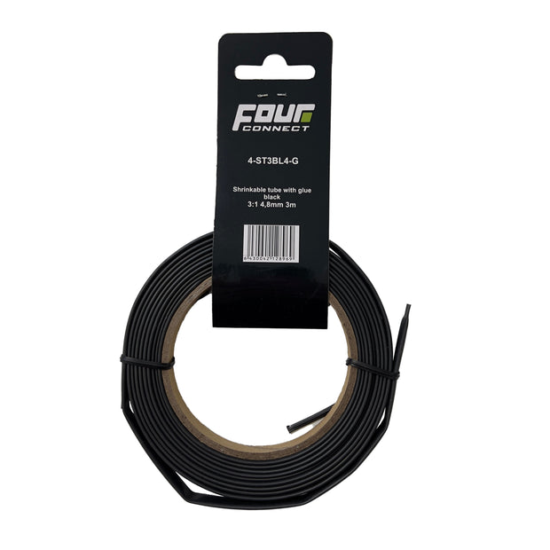 FOUR Connect 4-ST3BL4-G heat shrink tubing, 3:1 black with adhesive 4.8 mm, 3m
