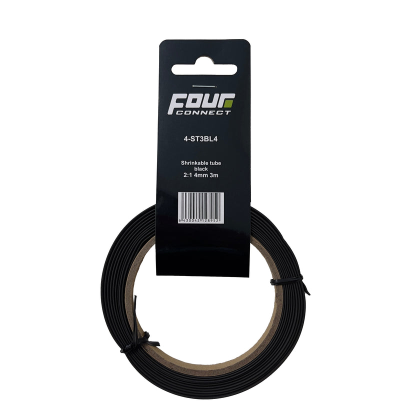 FOUR Connect 4-ST3BL4 shrink tubing, 2:1 black 4mm 3m