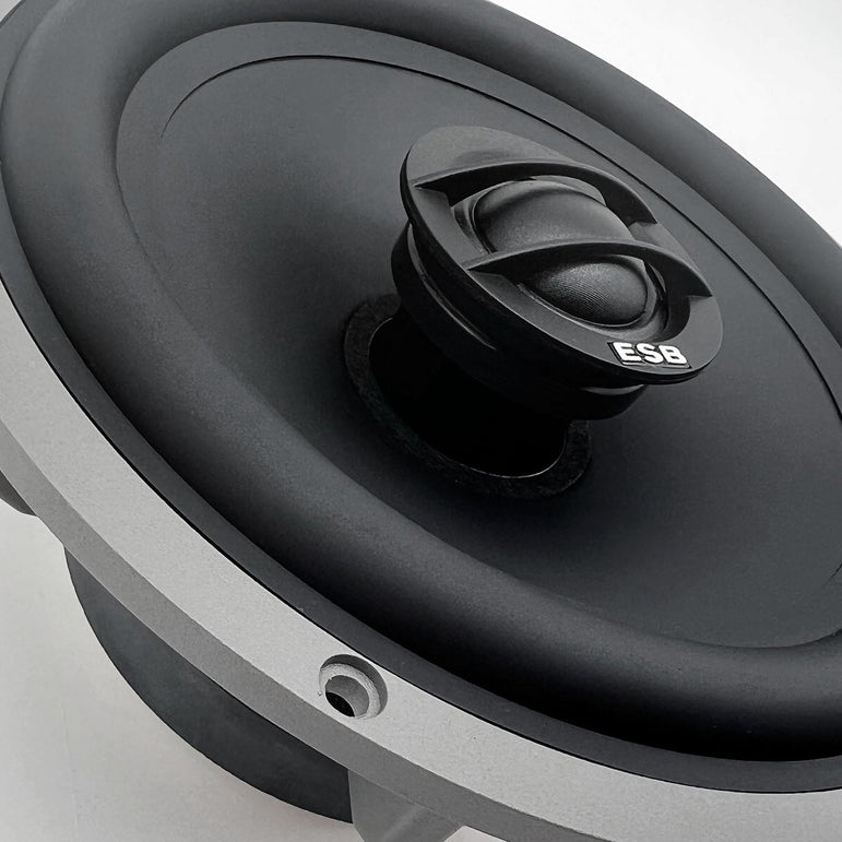 ESB Audio 4.6C koaksiaali sivunäkymä, neodyymimagneetit ja alumiininen korirunko