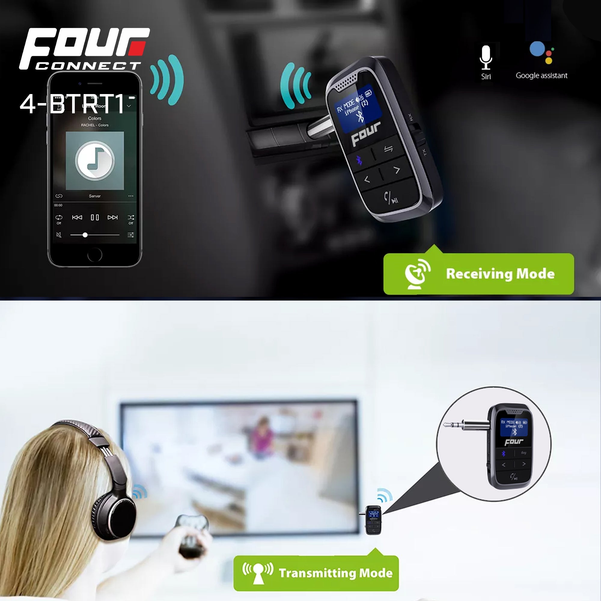 FOUR 2-IN-1 Bluetooth Lähetin / Vastaanotin 4-BTRT1