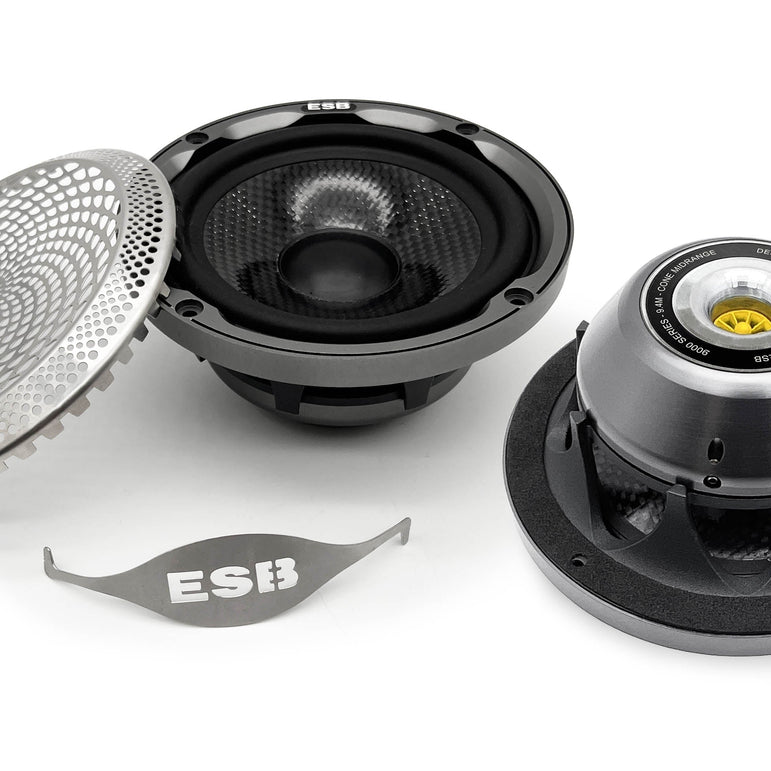 ESB Audio 9.4M Novemila 4"/100mm Carbon Fiber Midrange Speaker + CNC Grille (Pair)