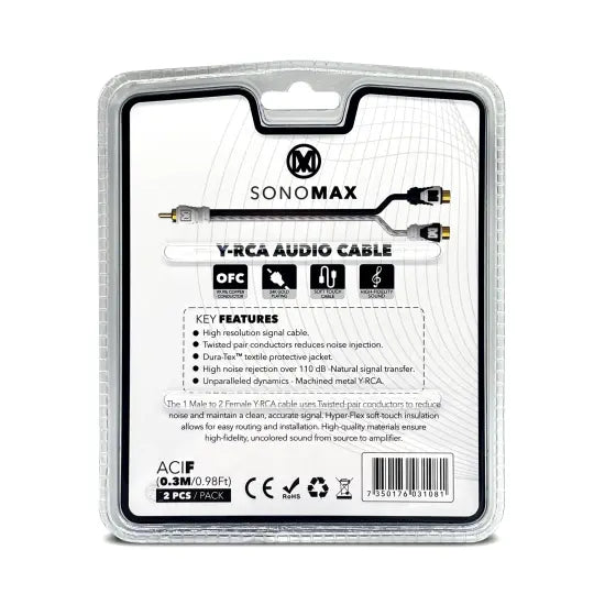 SonoMax ACI RCA Y-haaroituskaapeli – 1 uros / 2 naarasta, 2 kpl