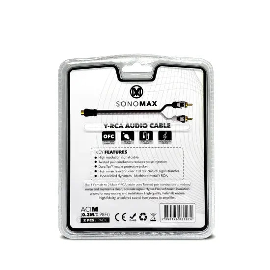 SonoMax ACI RCA Y-haaroituskaapeli – 1 naaras / 2 uros, 2 kpl