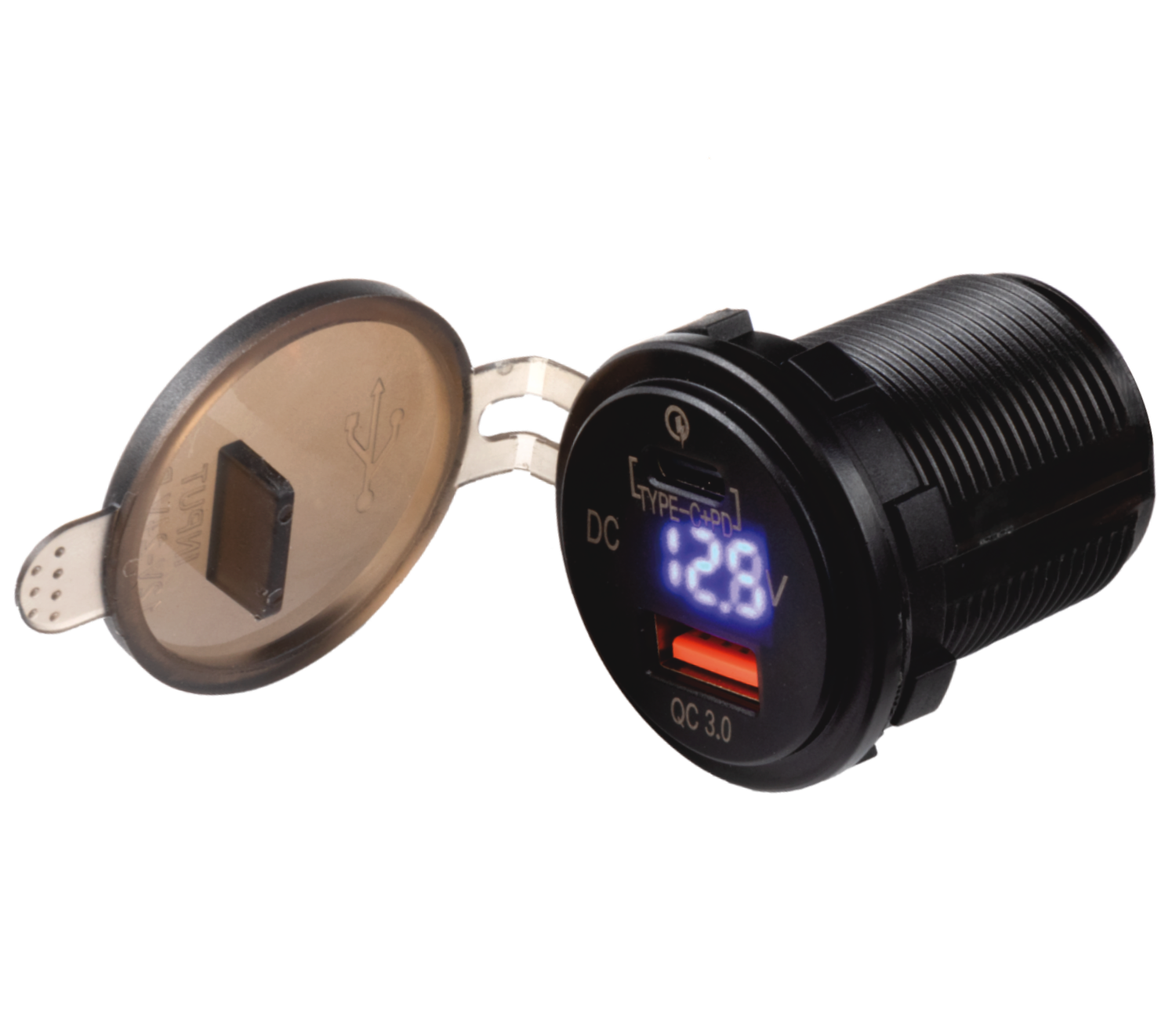FOUR Connect 4-600162 waterproof USB-C/A socket with voltage display