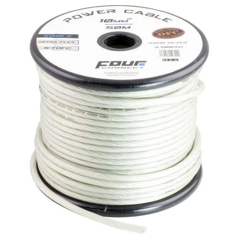 FOUR Connect 4-800312 STAGE3 10mm2 Satin Silver S-TOFC power cable, 50 meters