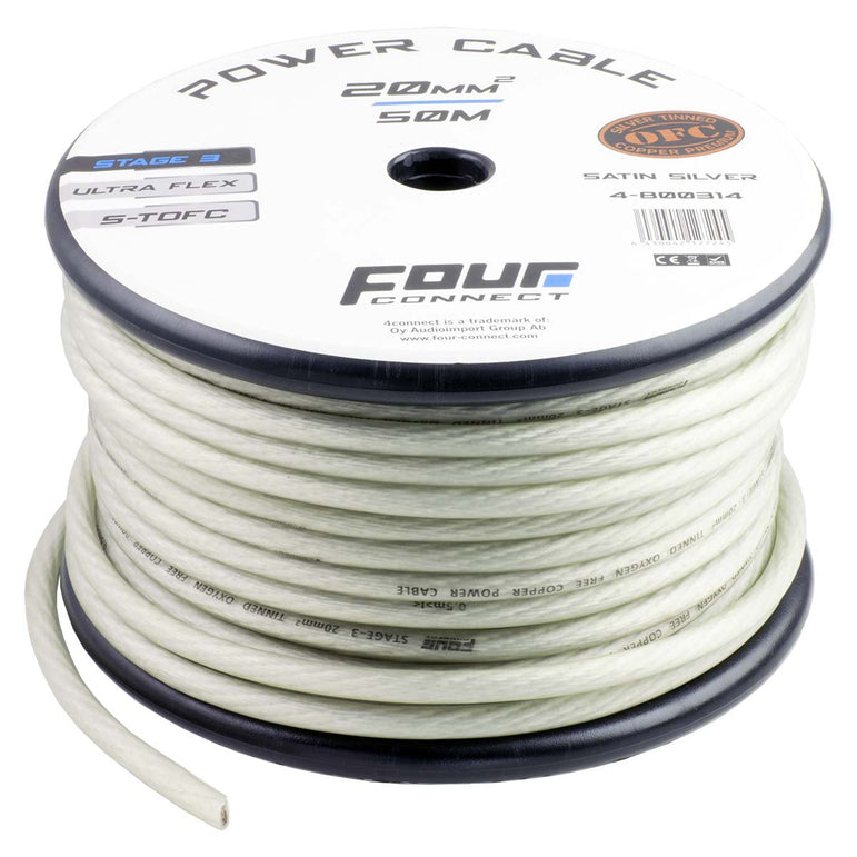 FOUR Connect 4-800314 STAGE3 20mm2 Satin Silver S-TOFC power cable, 50 meters