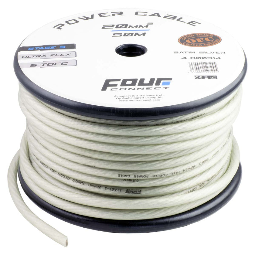 FOUR Connect 4-800314 STAGE3 20mm2 Satin Silver S-TOFC power cable, 50 meters