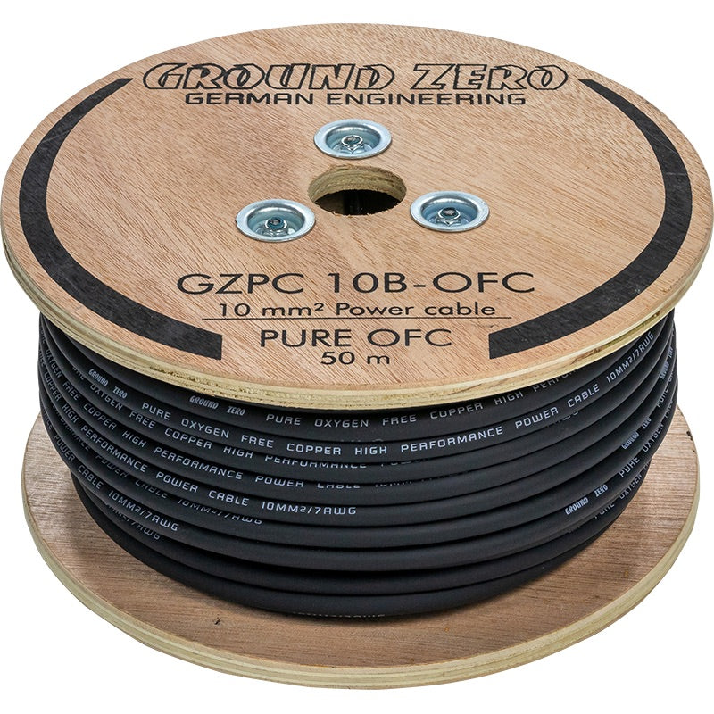 Ground Zero OFC virtakaapeli 10mm2 50m musta