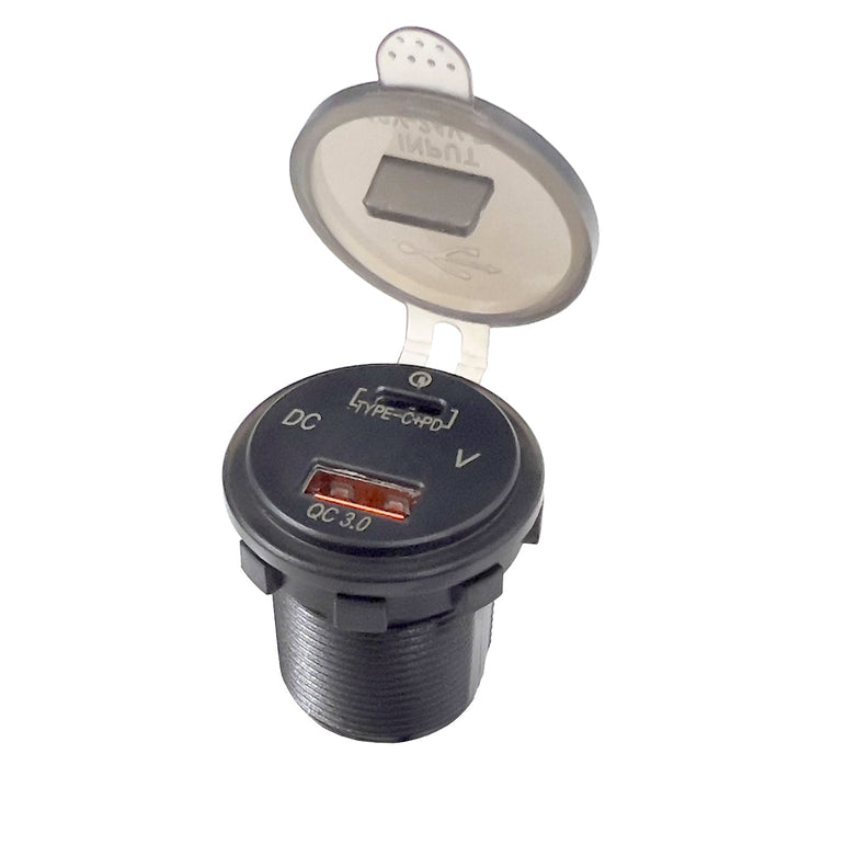FOUR Connect 4-600162 waterproof USB-C/A socket with voltage display