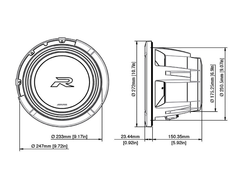 Alpine R2-W10D2 huippuluokan bassotoisto subwoofer