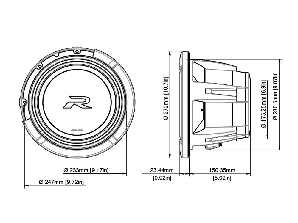 Alpine R2-W10D2 huippuluokan bassotoisto subwoofer