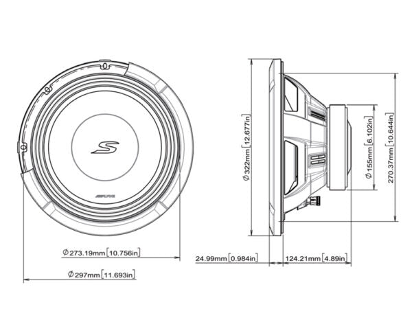Alpine S2-W12D4 yhteensopiva S2-A60M monovahvistin