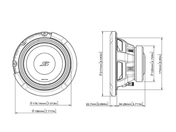 Alpine S2-W8D2 tuplapuhekelat 2x2 ohm DVC jäähdytys