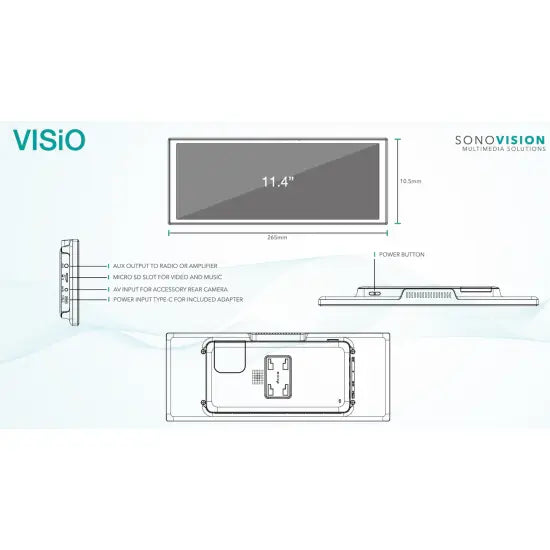 SonoVision VISiO-11C On-Dash Android 15 -näyttö | 11,4