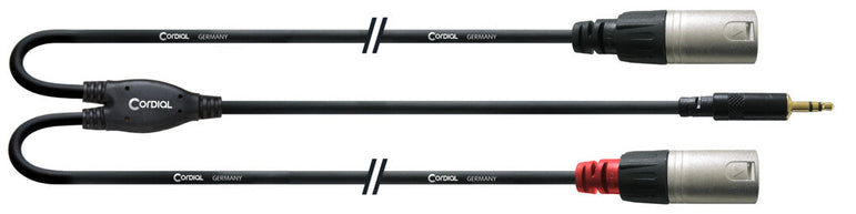 Cordial CFY WMM LONG 3.5mm Stereo to 2xXLR Male Breakout Cable