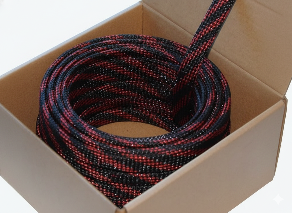 FOUR Connect 4-NS100M-BR6 nylon stocking black / red 6/12mm 100m