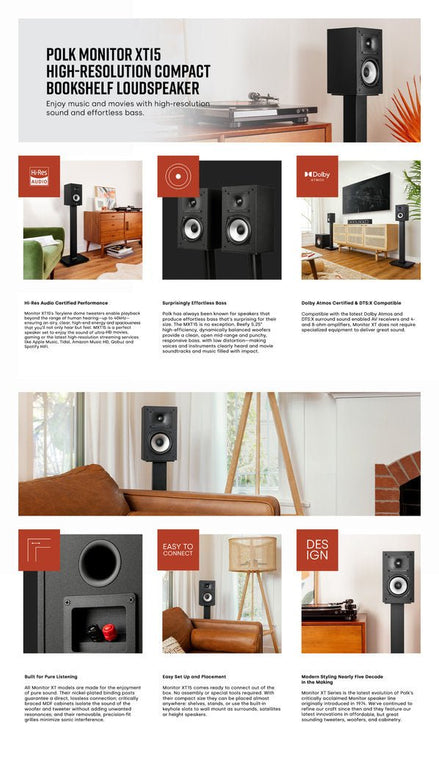 Polk Audio Monitor XT LARGE 5.1 - kanavan kaiutinsarja | Hifikaupat.fi