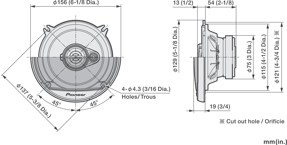 Pioneer TS-A1371F 5,25″ 3-tie koaksiaalikaiuttimet