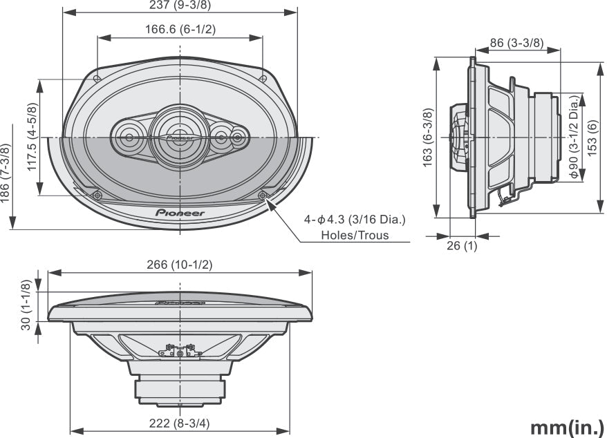 Pioneer TS-A6991F 6″x9″ 5-tiekoaksiaalijärjestelmä