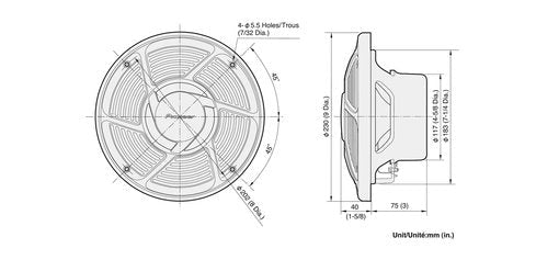 Pioneer 20 cm 2-way moisture-proof car speaker TS-MR2040